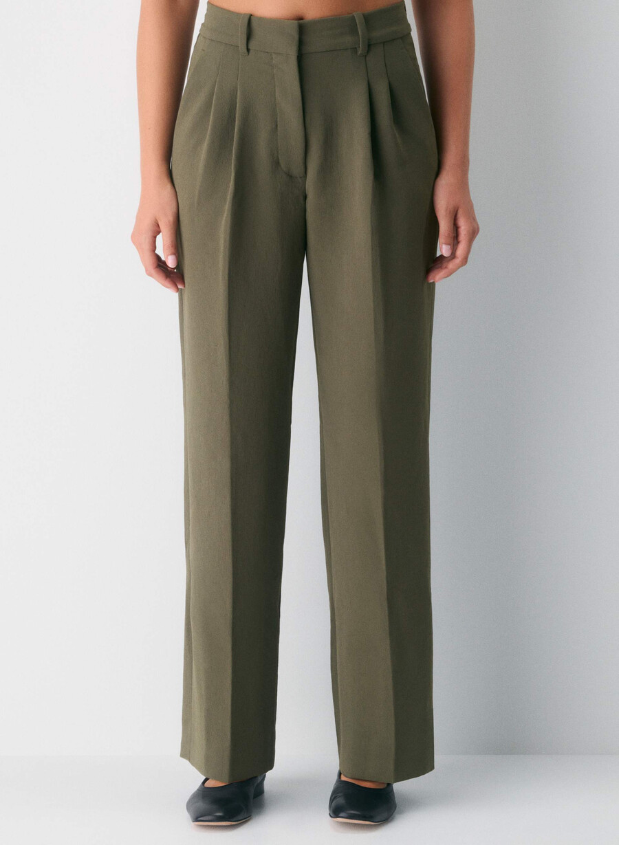 pantalonii the effortless pant cu croială curbată - crepette mĂslin Închis