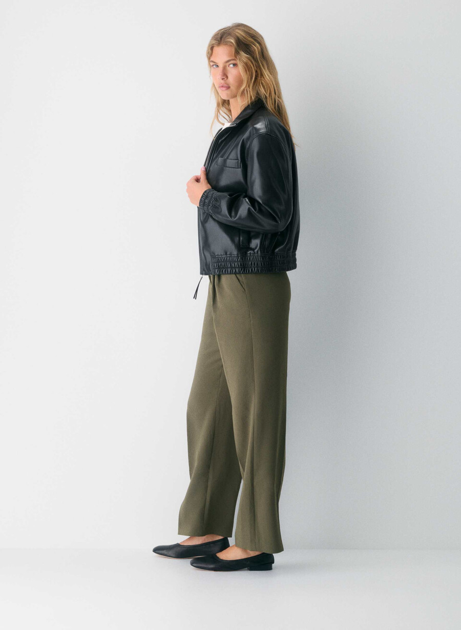 pantalonii the effortless pant cu croială curbată - crepette mĂslin Închis