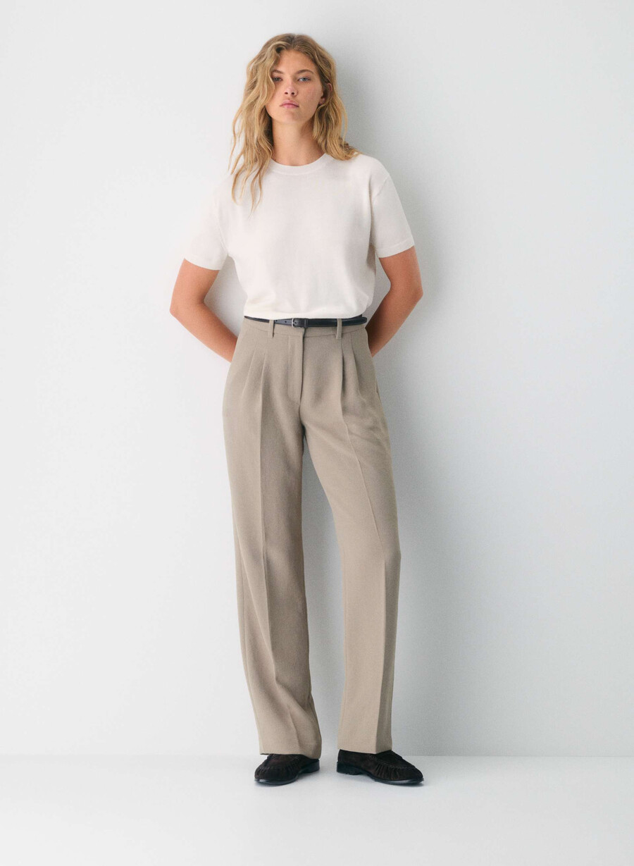 pantalonii effortless pant cu croială curbată - crepette nomad taupe