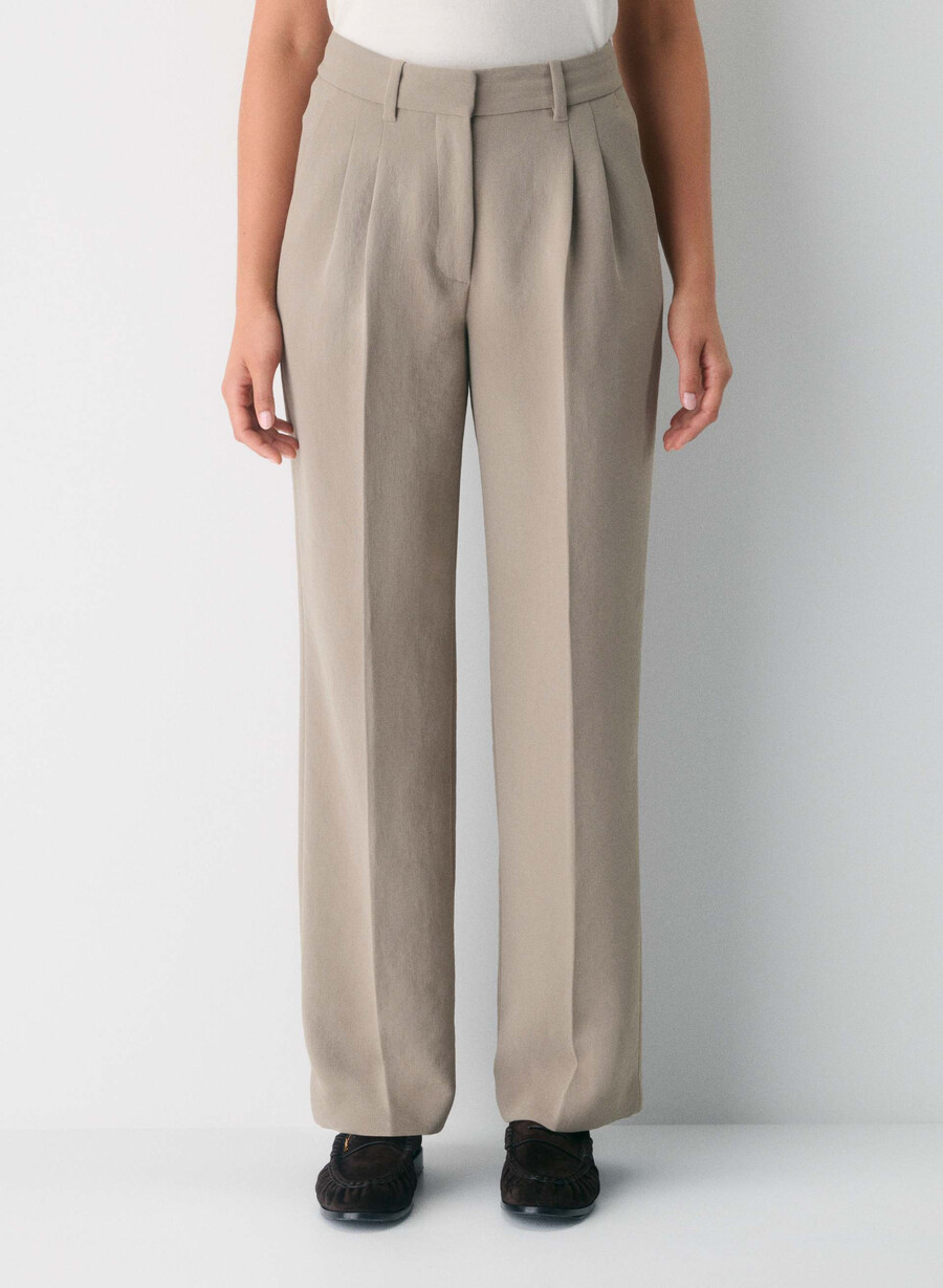 pantalonii effortless pant cu croială curbată - crepette nomad taupe