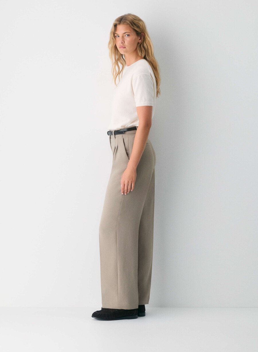 pantalonii effortless pant cu croială curbată - crepette nomad taupe