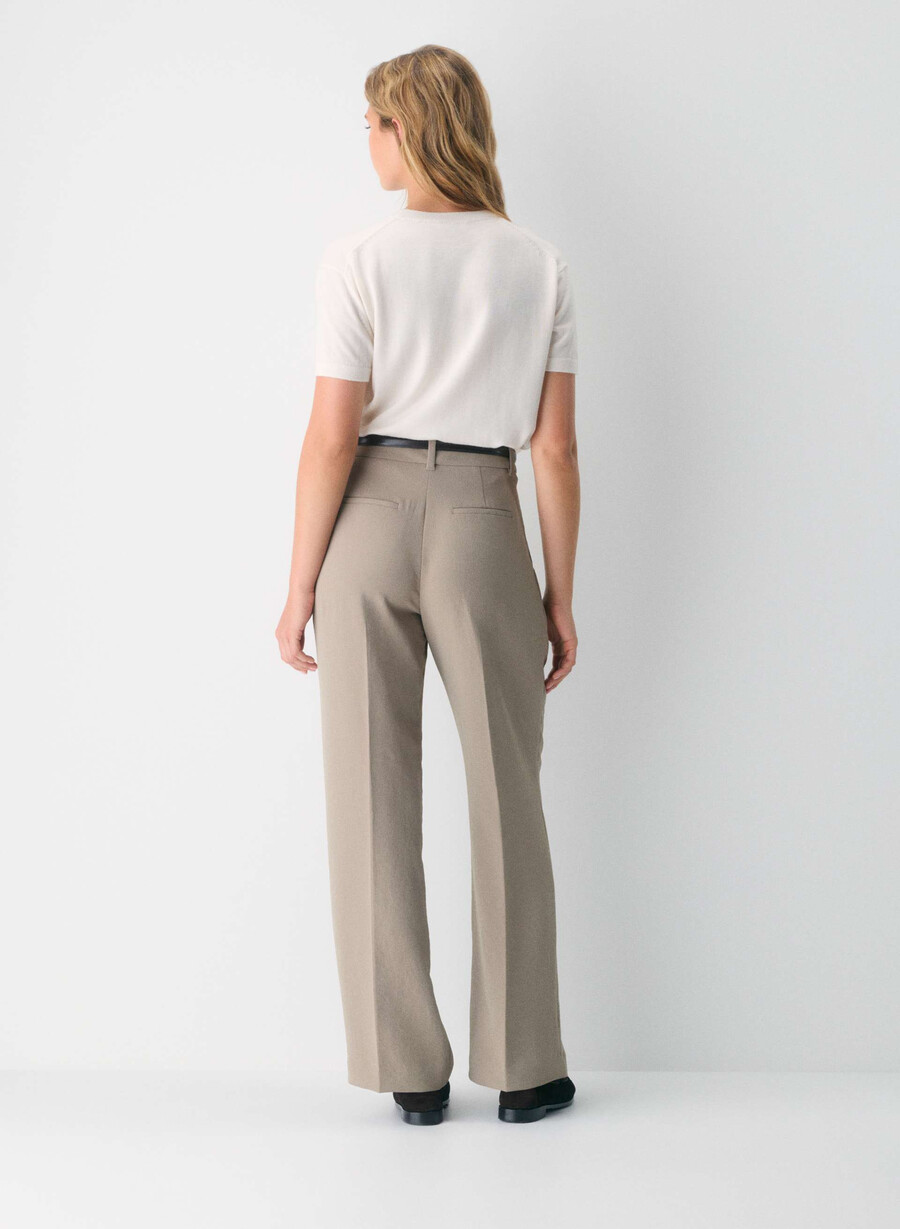 pantalonii effortless pant cu croială curbată - crepette nomad taupe