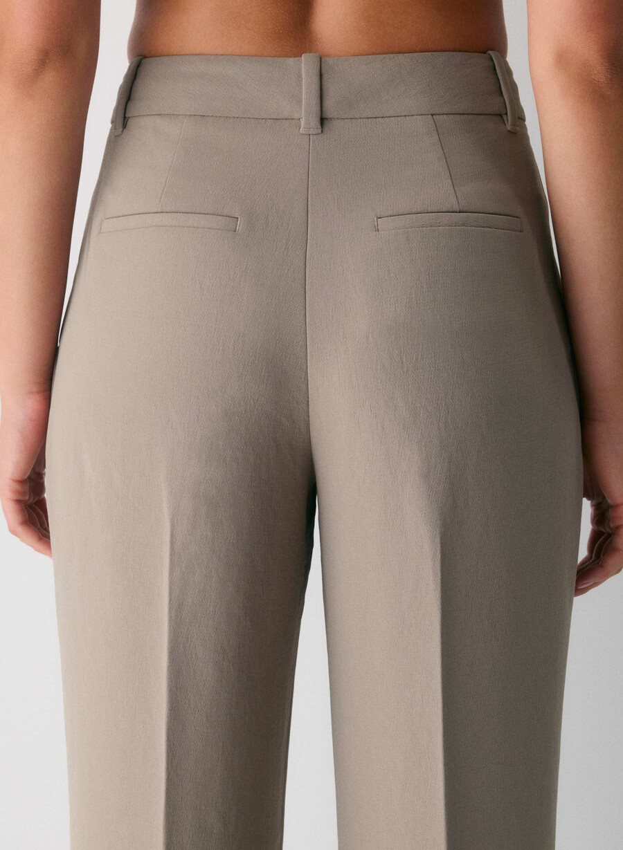 pantalonii effortless pant cu croială curbată - crepette nomad taupe