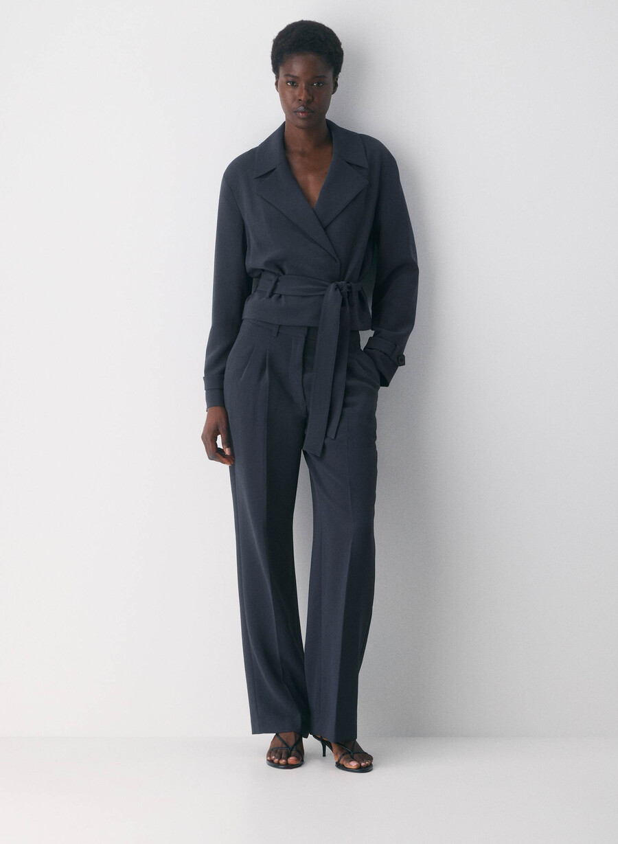 pantalonii the effortless pant cu croială curbată - crepette bleumarin Închis