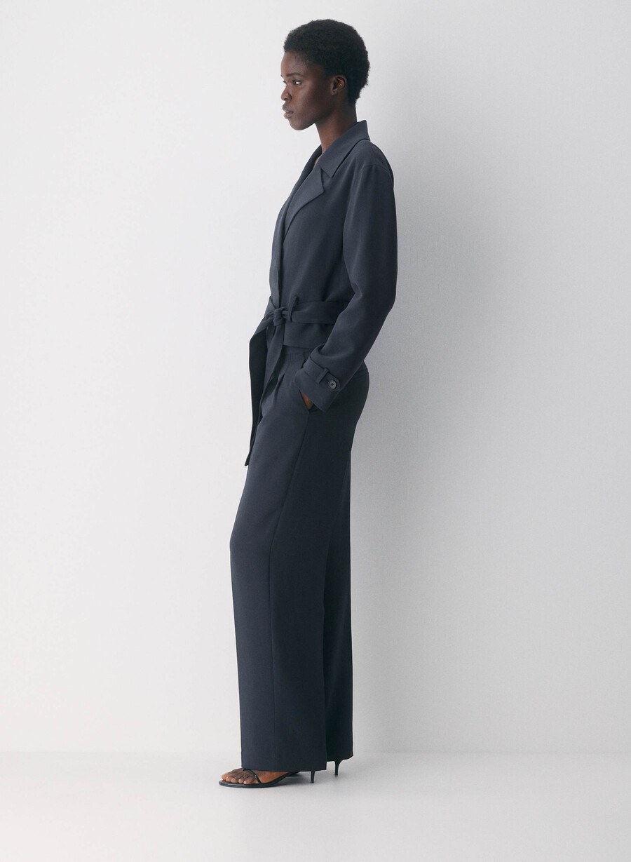 pantalonii the effortless pant cu croială curbată - crepette bleumarin Închis