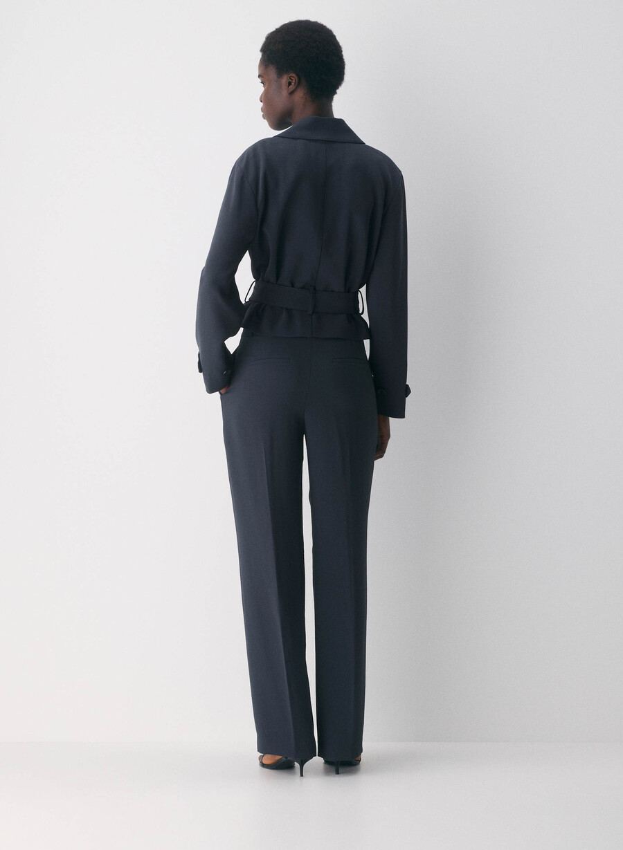 pantalonii the effortless pant cu croială curbată - crepette bleumarin Închis