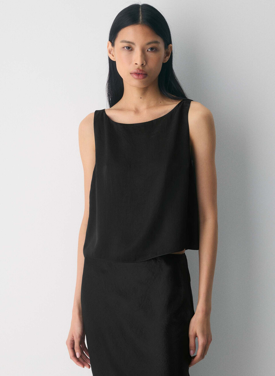 top din satin viclean negru
