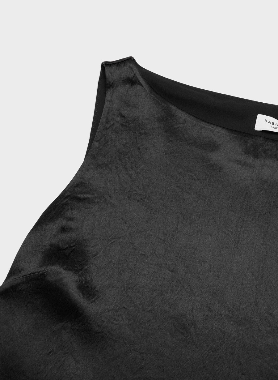 top din satin viclean negru