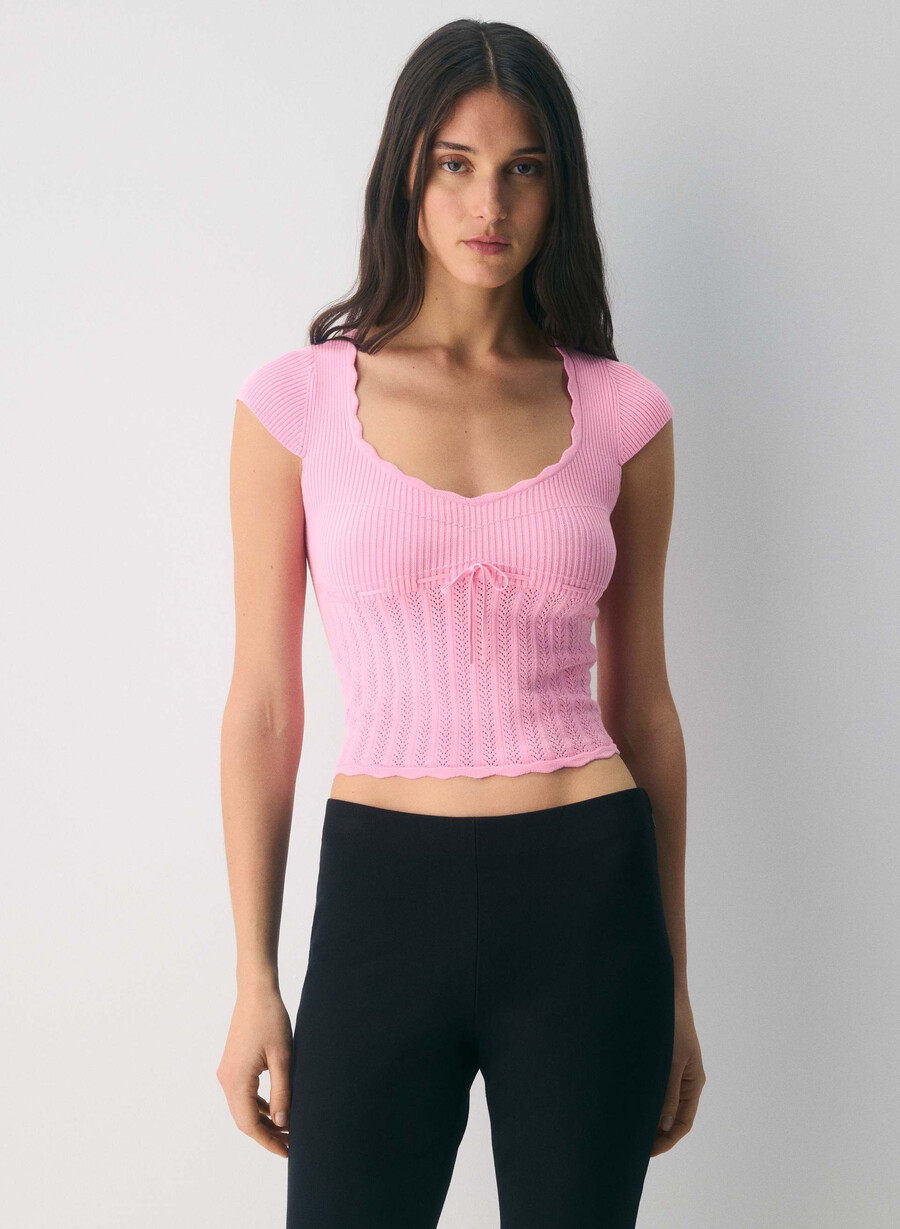 pulover soloist - wonder yarn jellybean pink