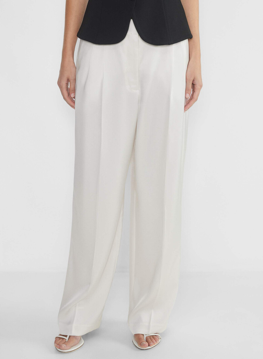 pantalonii fără efort satinați culoarea mesteacănului deschis