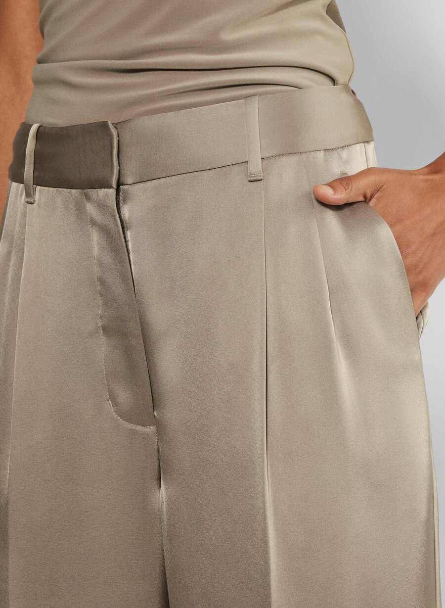 pantalonii effortless satin nomad taupe
