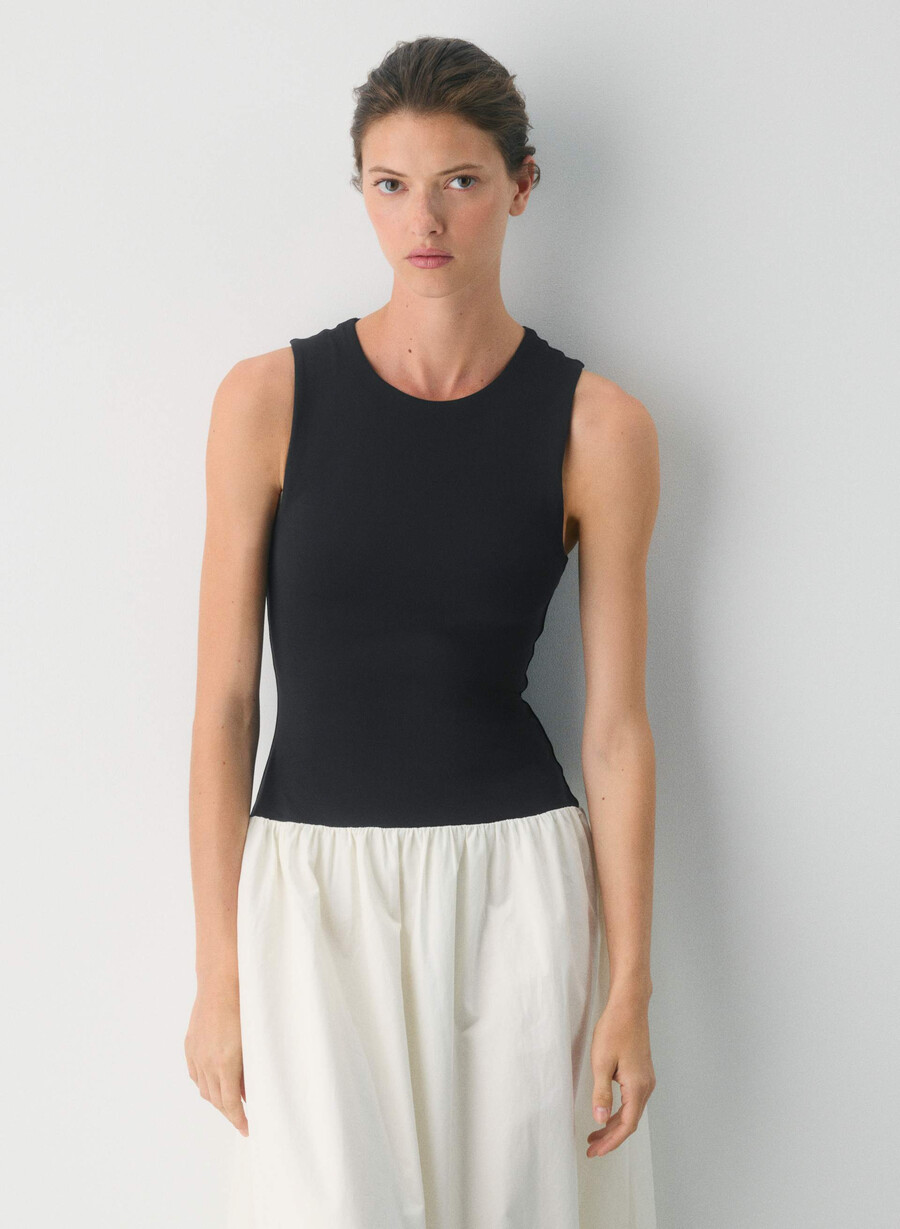 rochie worldly poplin mesteacĂn deschisnegru