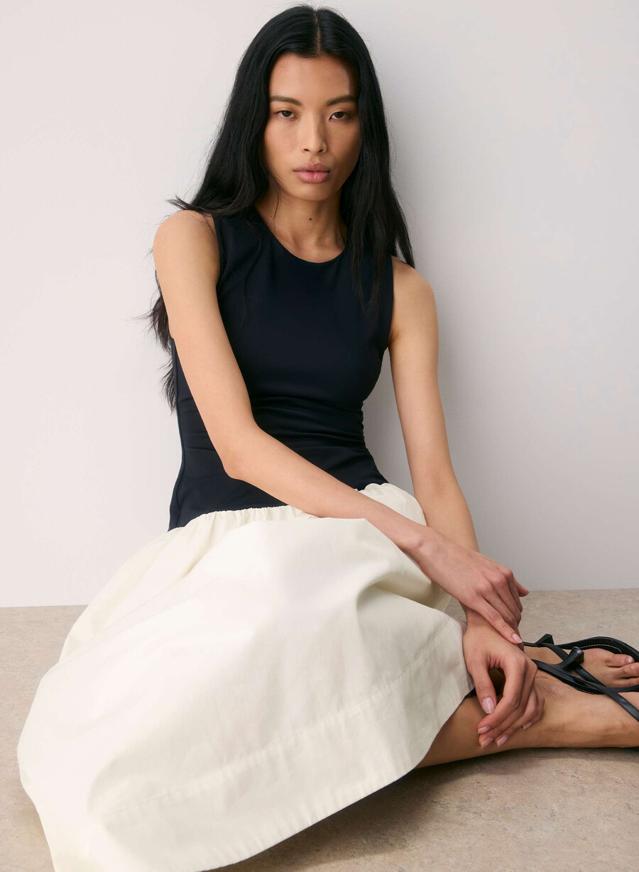 rochie worldly poplin mesteacĂn deschisnegru