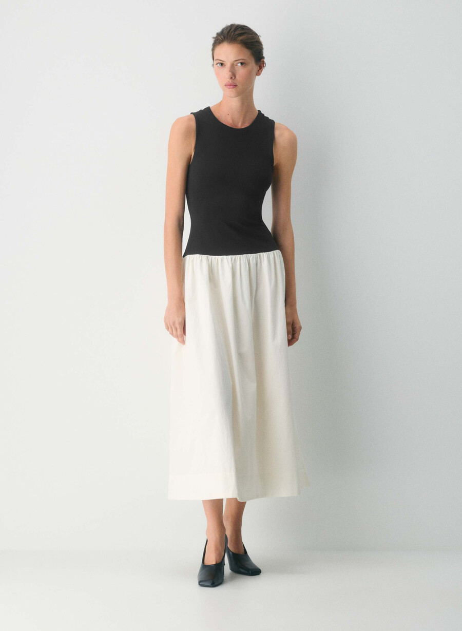 rochie worldly poplin negrualb luminĂ