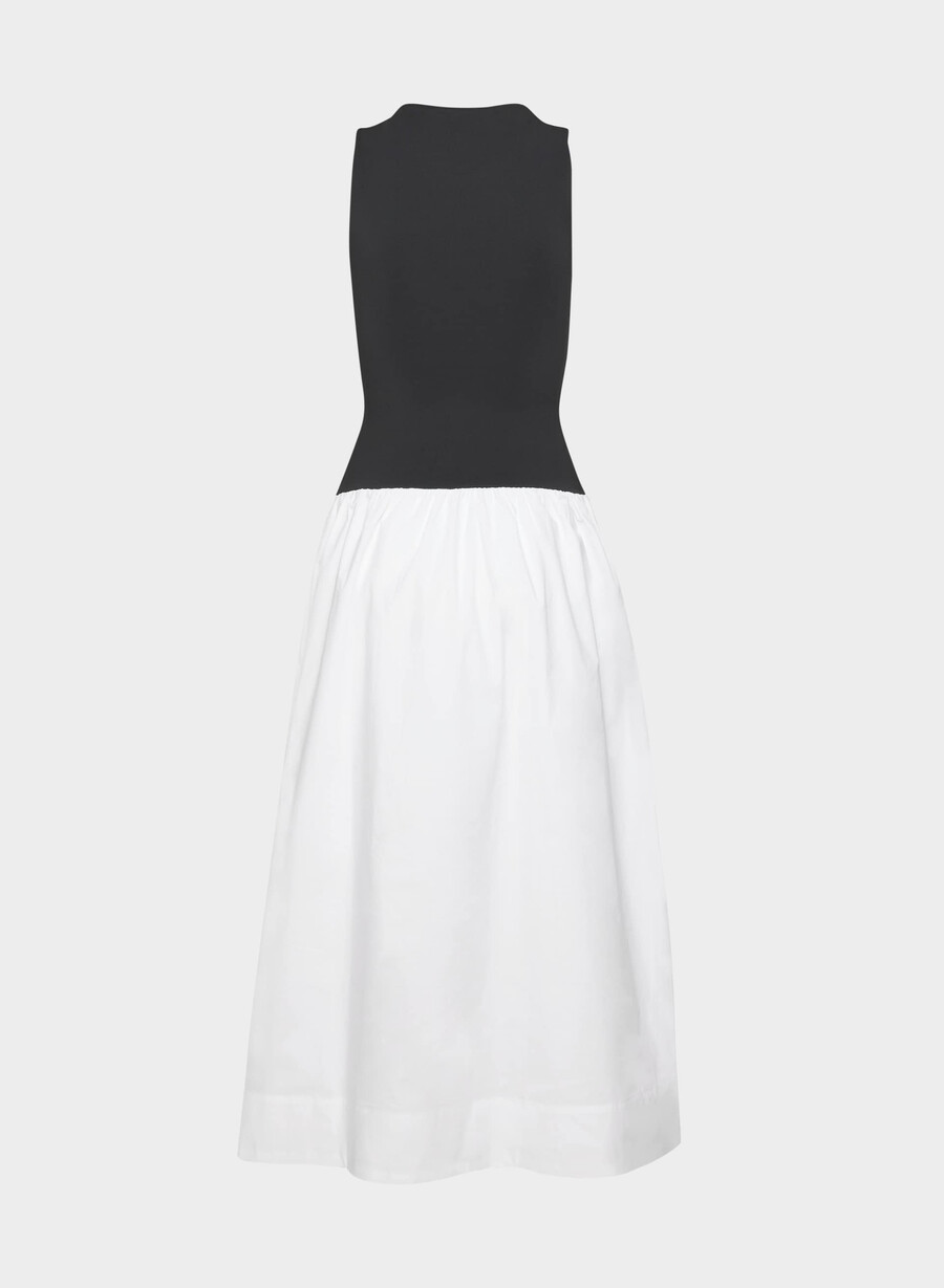 rochie worldly poplin bt alb negru