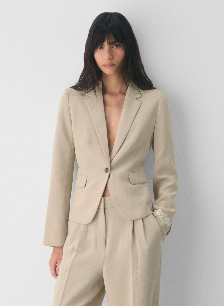 blazer etichetă - crepette marcona beige