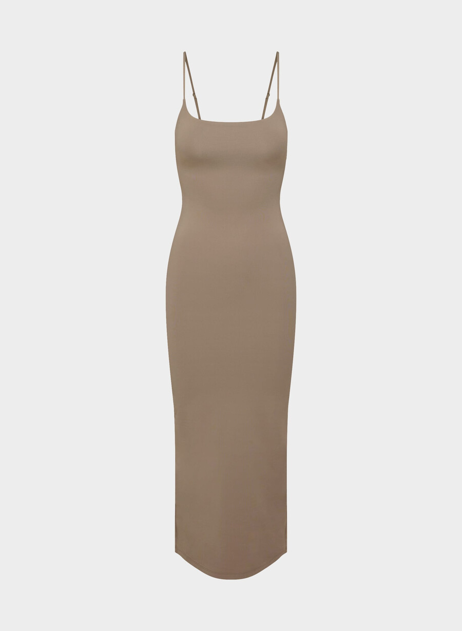 rochie maxi camișon original contour summon maro cu imprimeu folio
