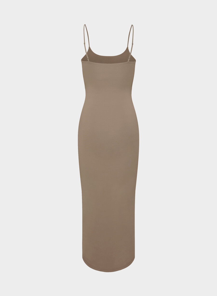 rochie maxi camișon original contour summon maro cu imprimeu folio