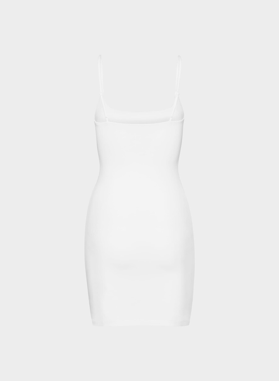 rochie mini camișon cu guler pătrat original contour alb strĂlucitor