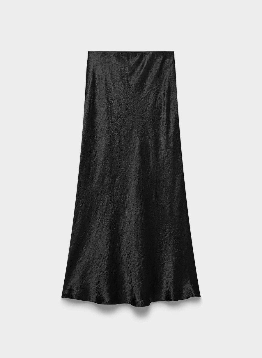 fustă maxi din satin neagră