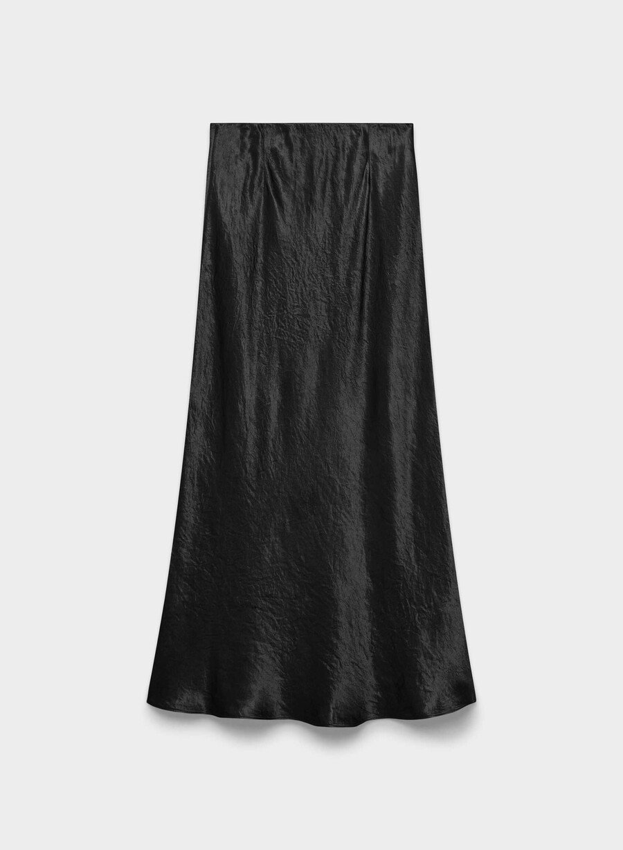 fustă maxi din satin neagră