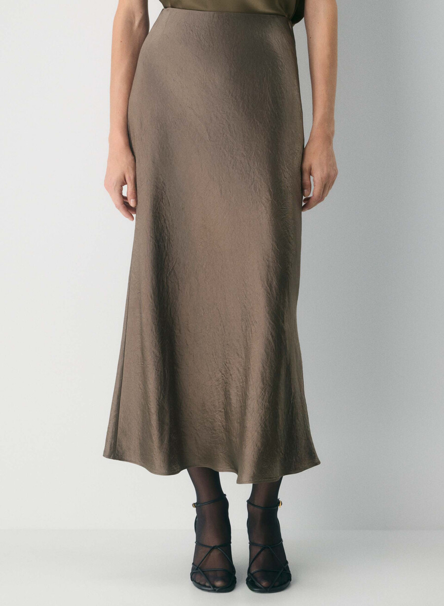 fustă maxi din satin gabbro taupe