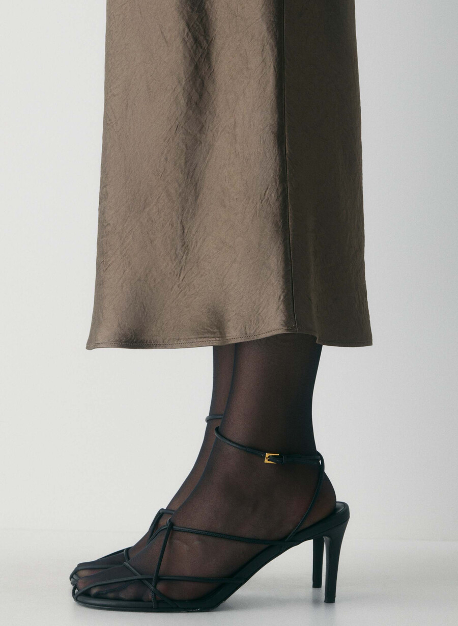 fustă maxi din satin gabbro taupe