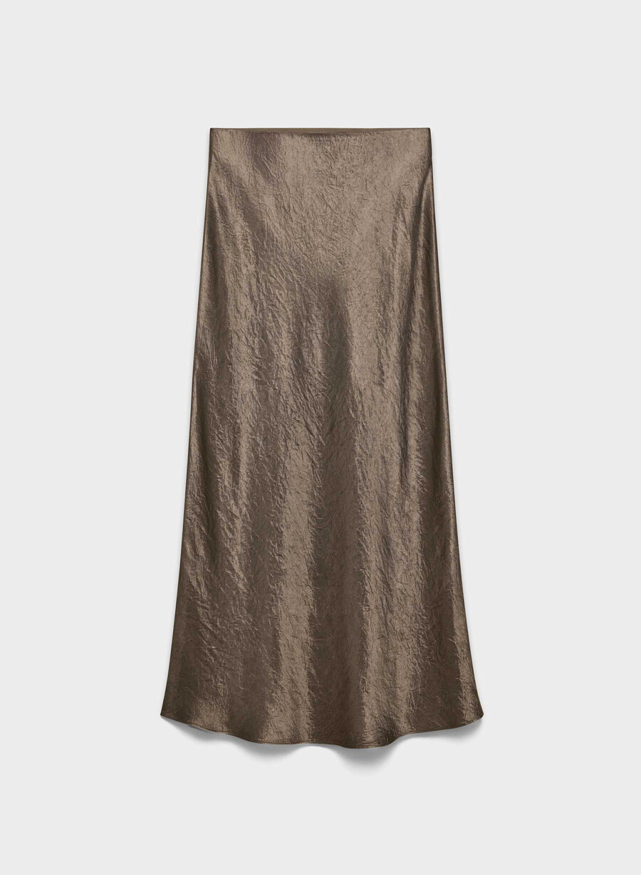 fustă maxi din satin gabbro taupe