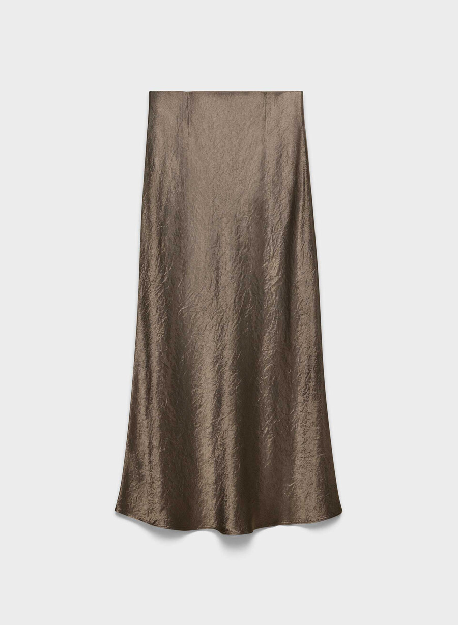 fustă maxi din satin gabbro taupe