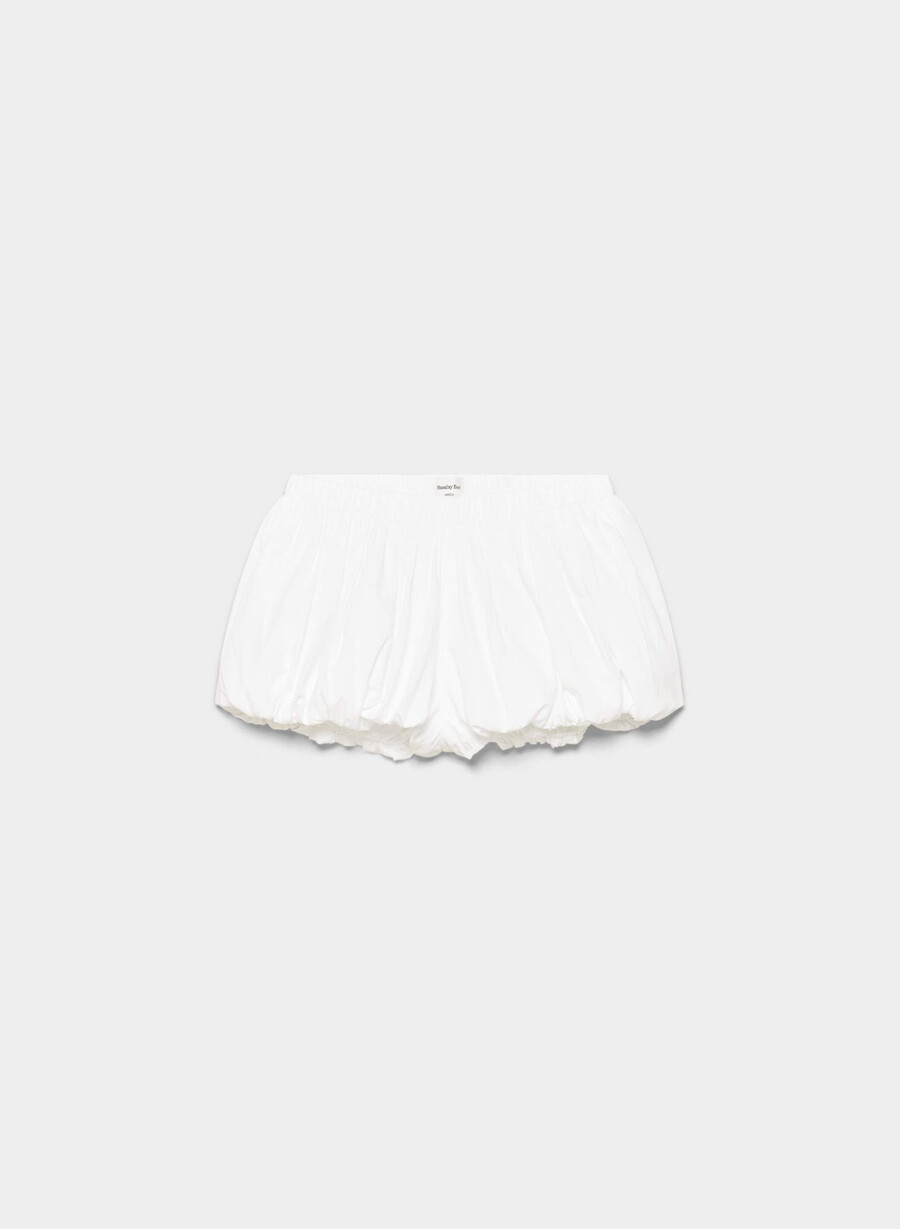 pantaloni scurți din poplin souffle alb brillant