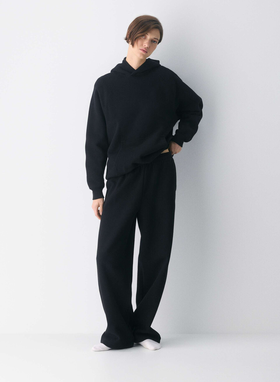 pantaloni de trening confortabili din fleece boyfriend barrel negri
