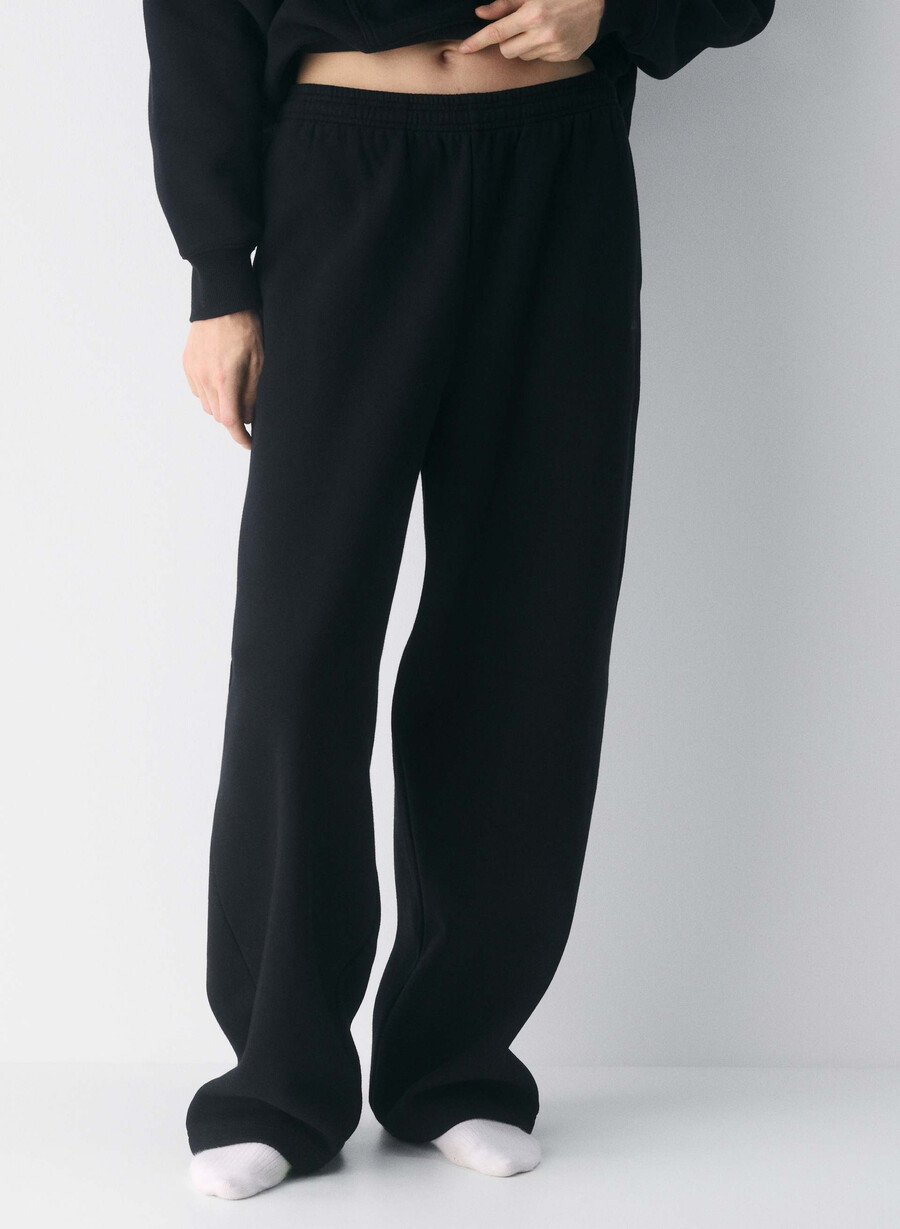 pantaloni de trening confortabili din fleece boyfriend barrel negri