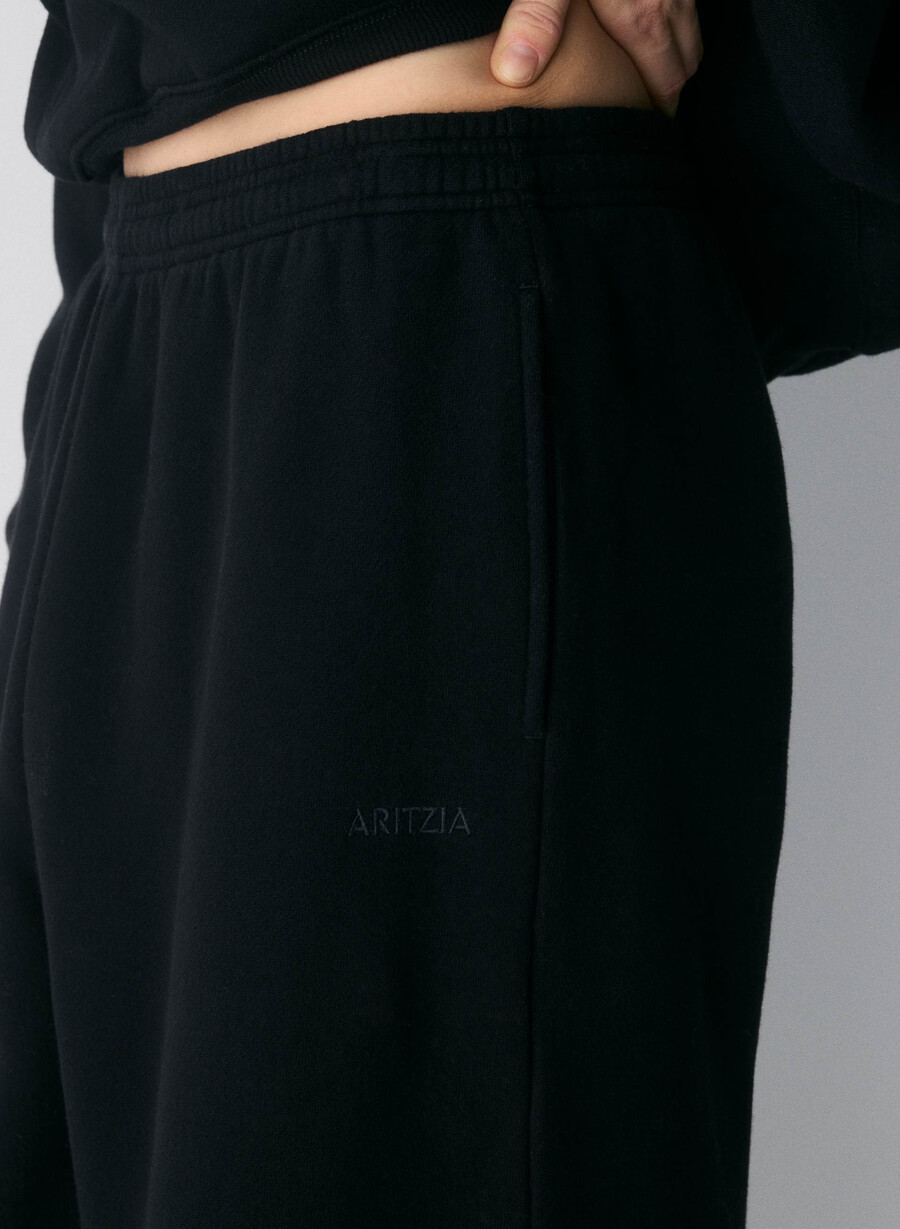 pantaloni de trening confortabili din fleece boyfriend barrel negri