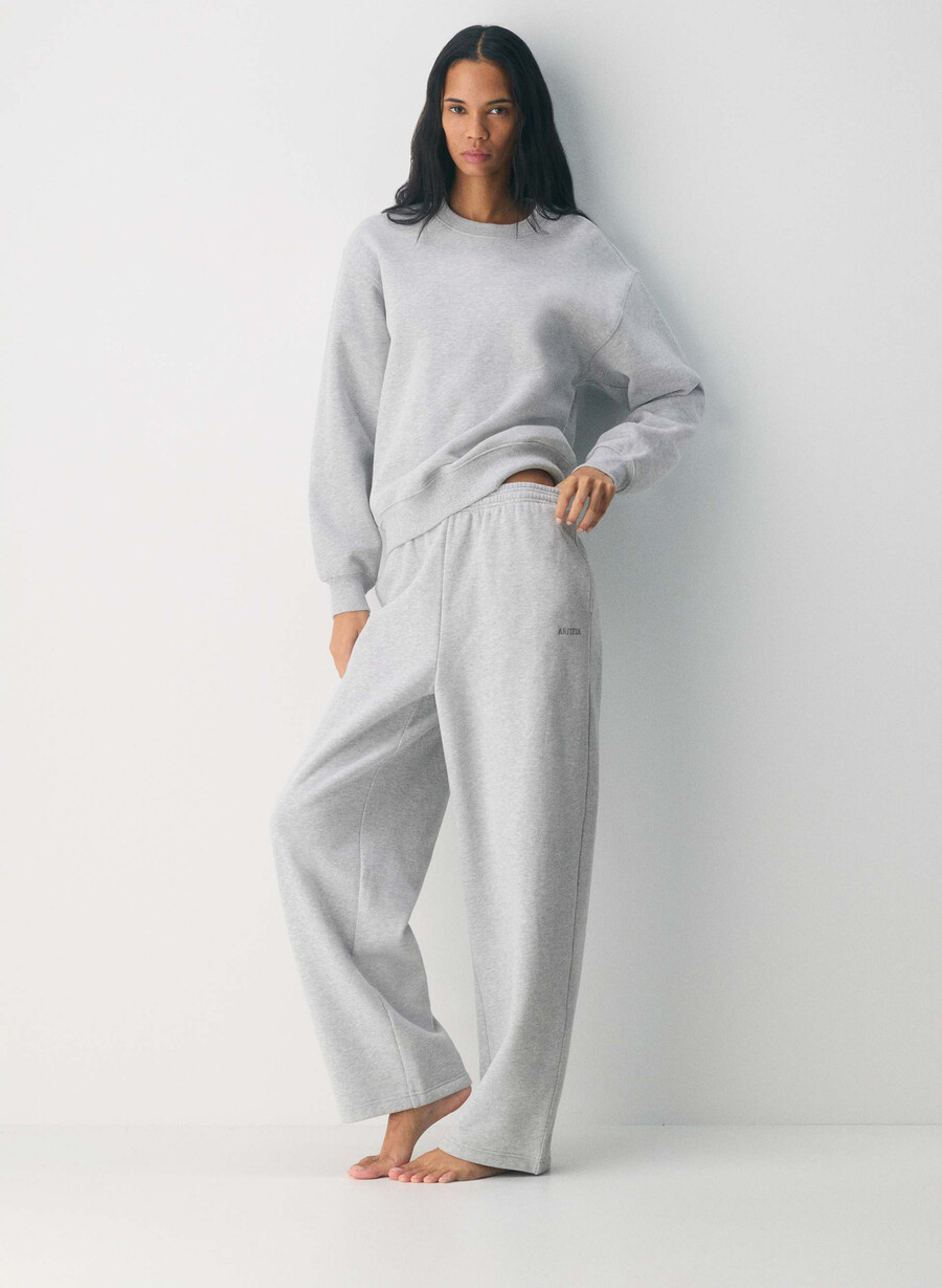 pantaloni de trening confortabili din fleece boyfriend barrel heather chrome