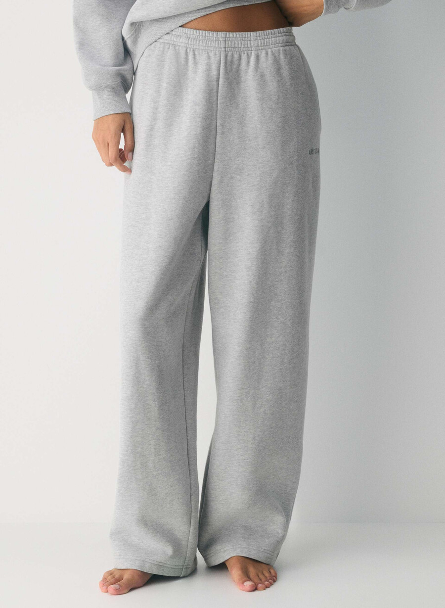 pantaloni de trening confortabili din fleece boyfriend barrel heather chrome