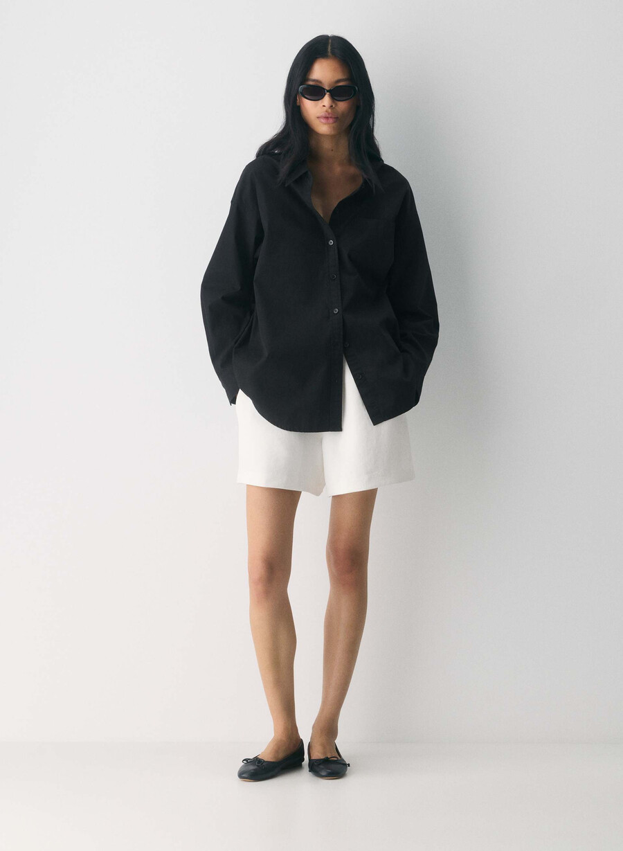 cămașă reminisce relaxed poplin negru