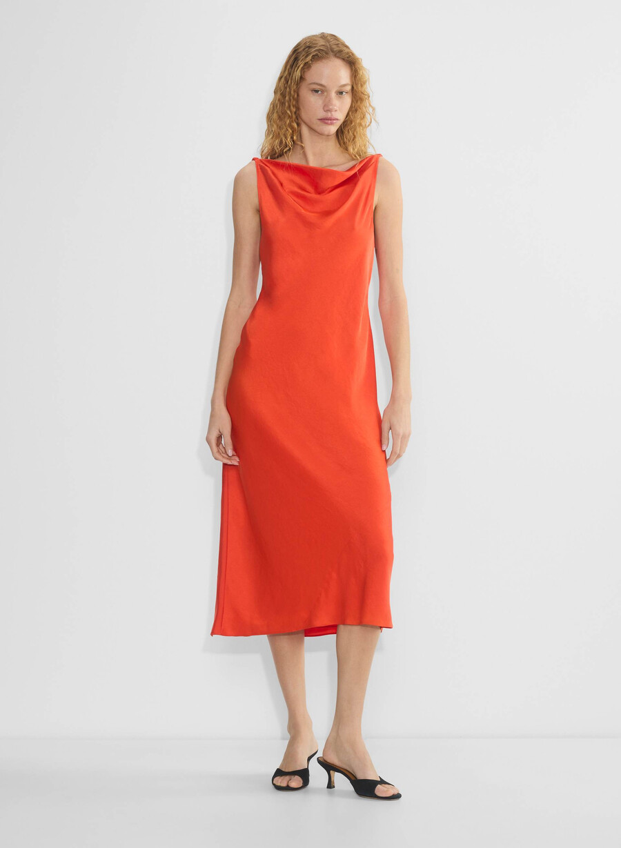 rochie din satin goddess poppy red