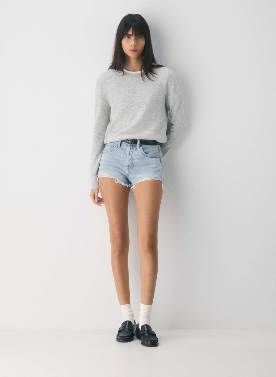 denim forum pantaloni scurți din denim vintage din anii 90 croiți 15 ani albastru-violet