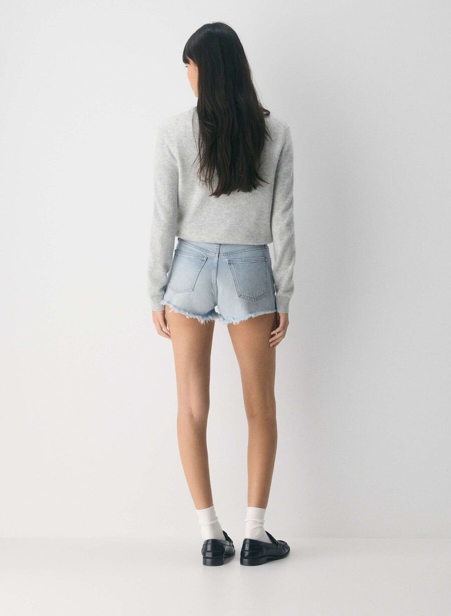 denim forum pantaloni scurți din denim vintage din anii 90 croiți 15 ani albastru-violet