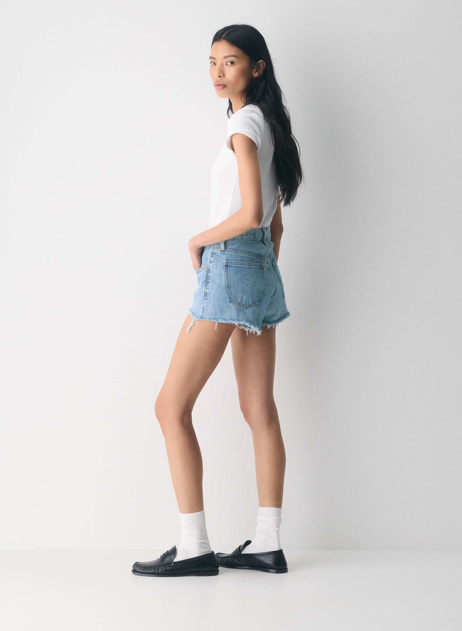 denim forum pantaloni scurți din denim vintage din anii 90 croiți 5 ani kiss n tell blue