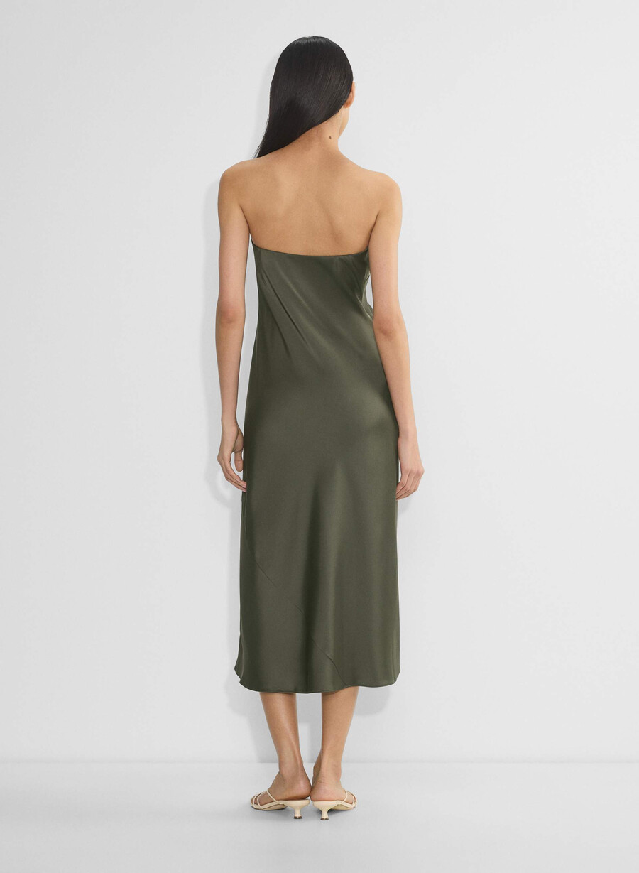 rochie charmaine din satin măsliniu închis