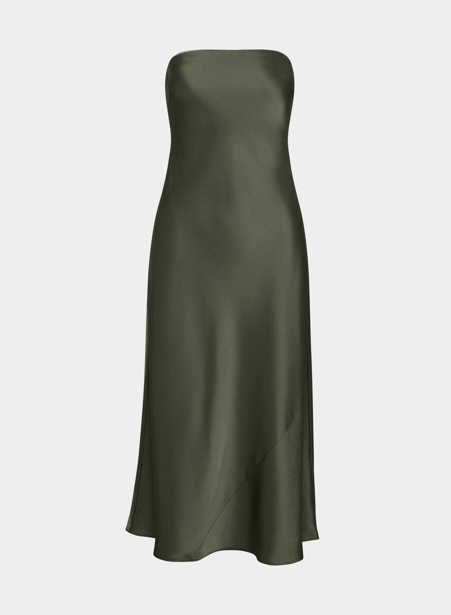 rochie charmaine din satin măsliniu închis