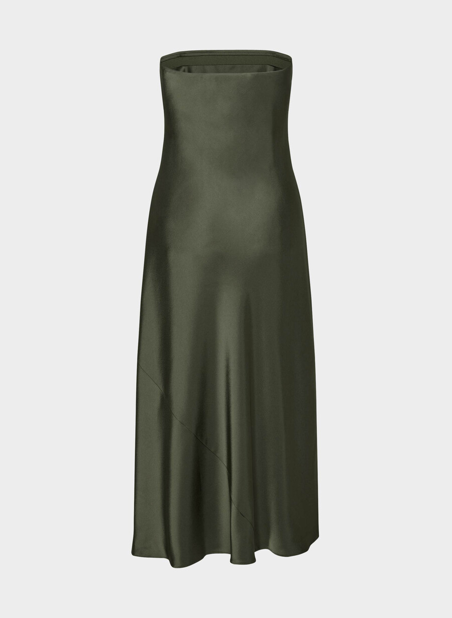 rochie charmaine din satin măsliniu închis