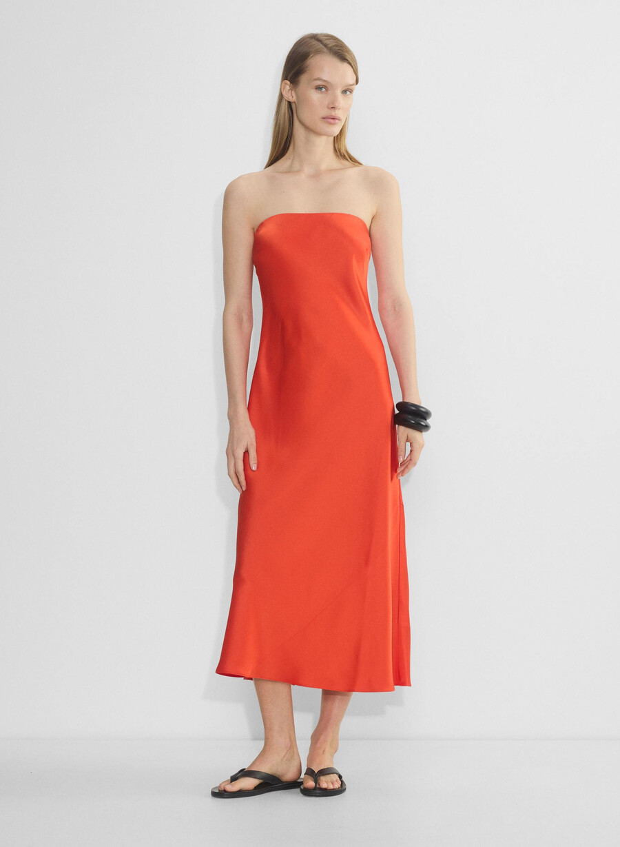 rochie charmaine din satin poppy red