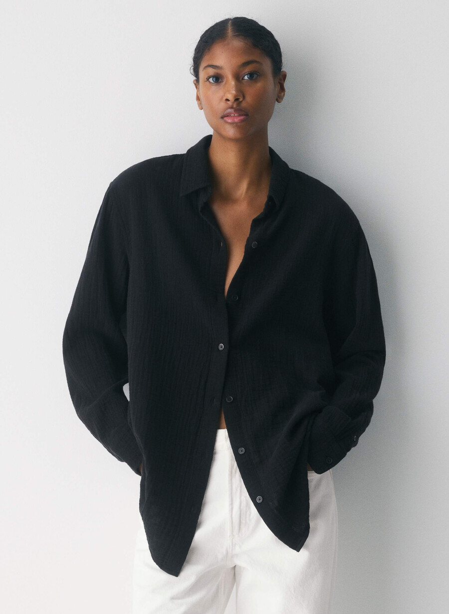 cămașă airplush cotton cu vele negru