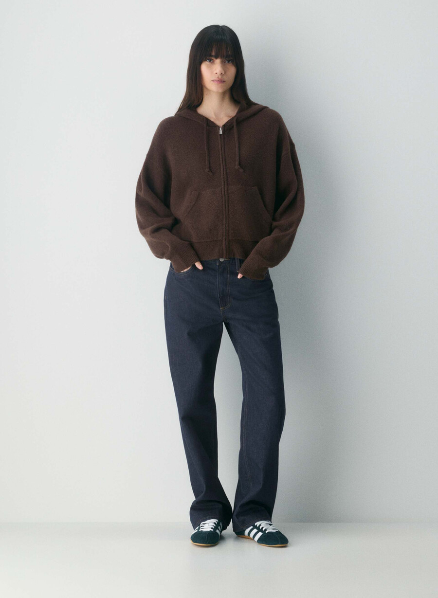 hanorac cu fermoar peyton rich mocha brown
