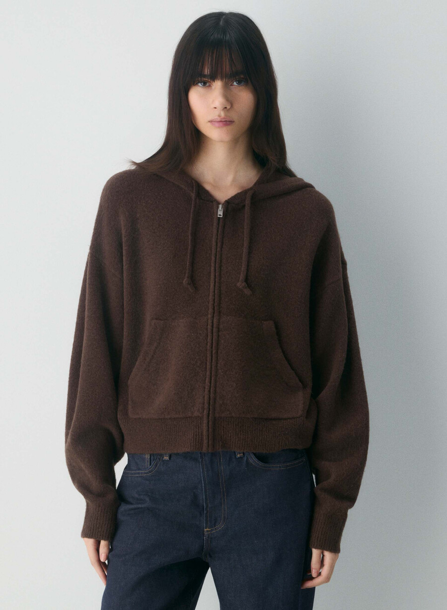 hanorac cu fermoar peyton rich mocha brown