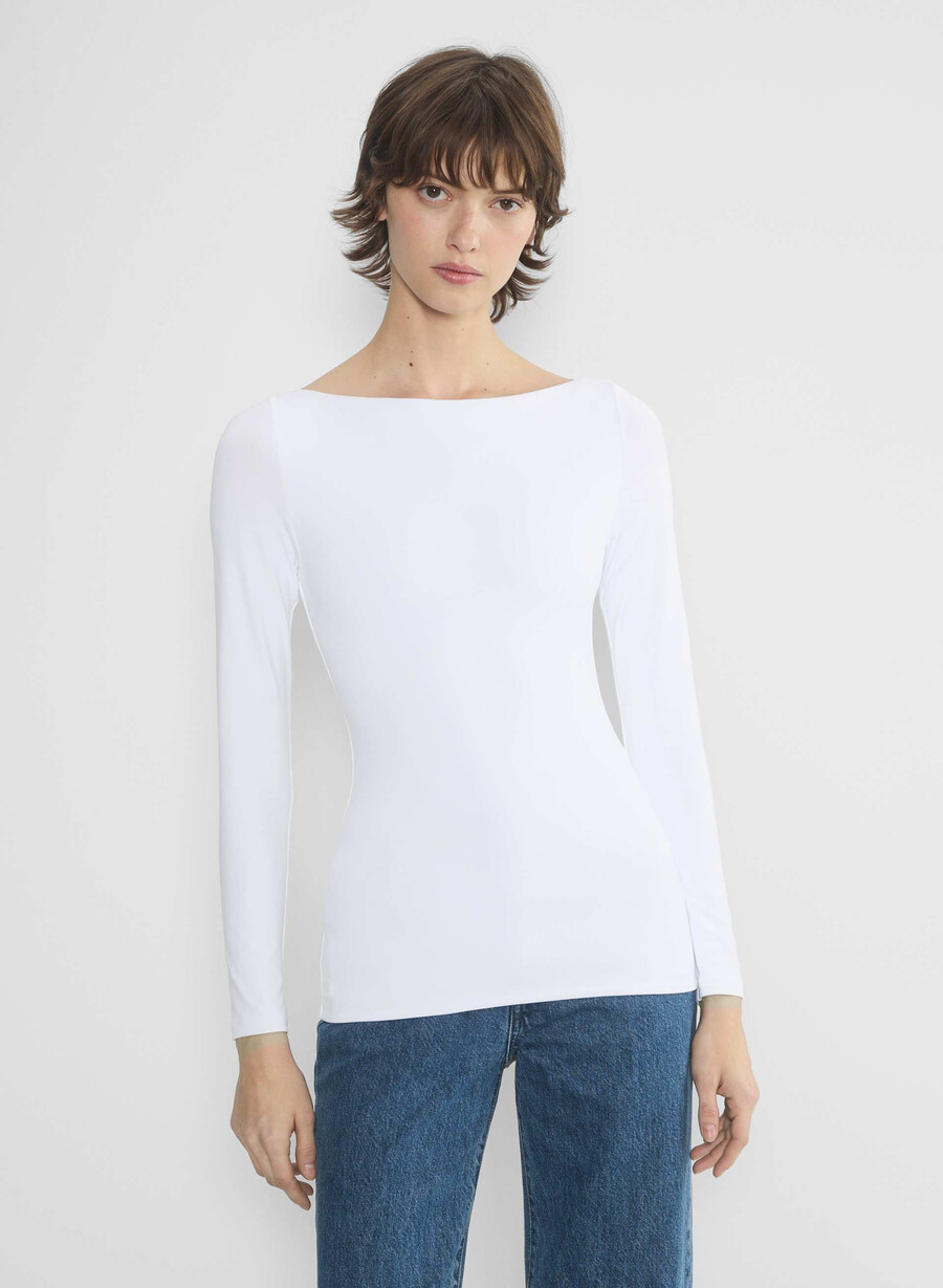tricou cu mânecă lungă original contour cu guler tip barcă negru