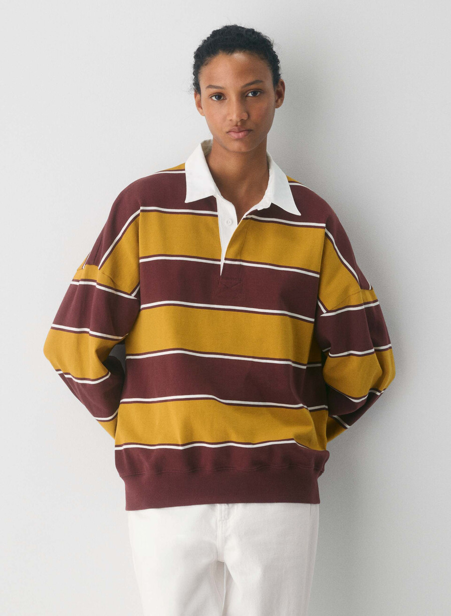 tricou polo cu mânecă lungă mighty cotton lomu gld cst galbensmc maro