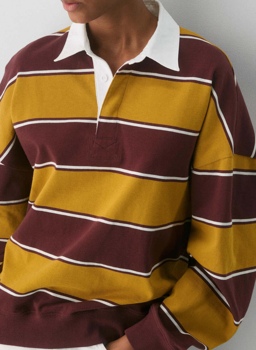 tricou polo cu mânecă lungă mighty cotton lomu gld cst galbensmc maro